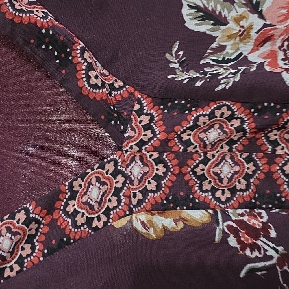 Signature By Robbie Bee Women's BoHo Dress Brown Fall Floral Lined Sz L EUC - Picture 3 of 14